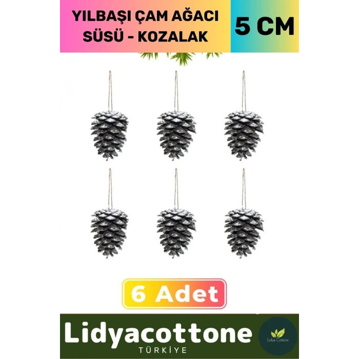 Noel Yeni Yıl Kış Yılbaşı Çam Ağacı Süsü Kozalak Seti Kutlama Parti Süs Dekoratif Altın 6lı