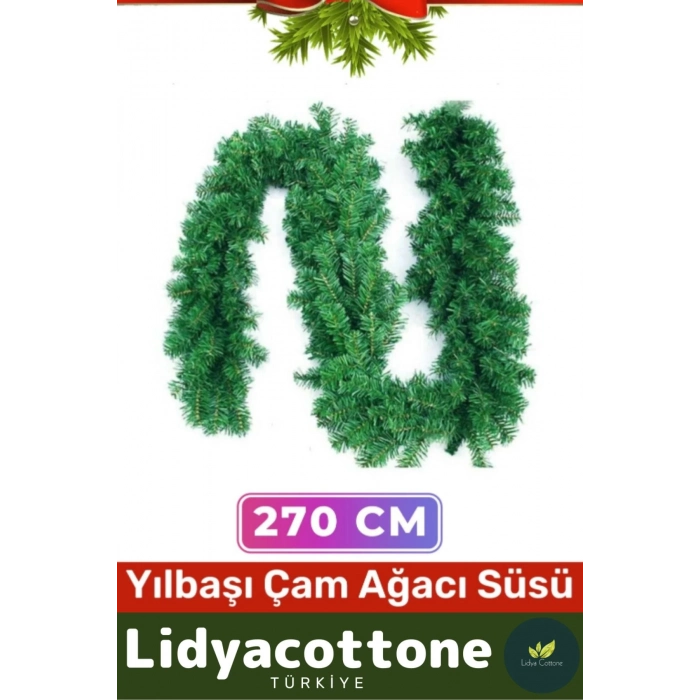 Noel Yılbaşı Çam Ağacı Süsü Kutlama Doğal Görünümlü Dekoratif Yeni Yıl Garland Büyük Boy 270 Cm
