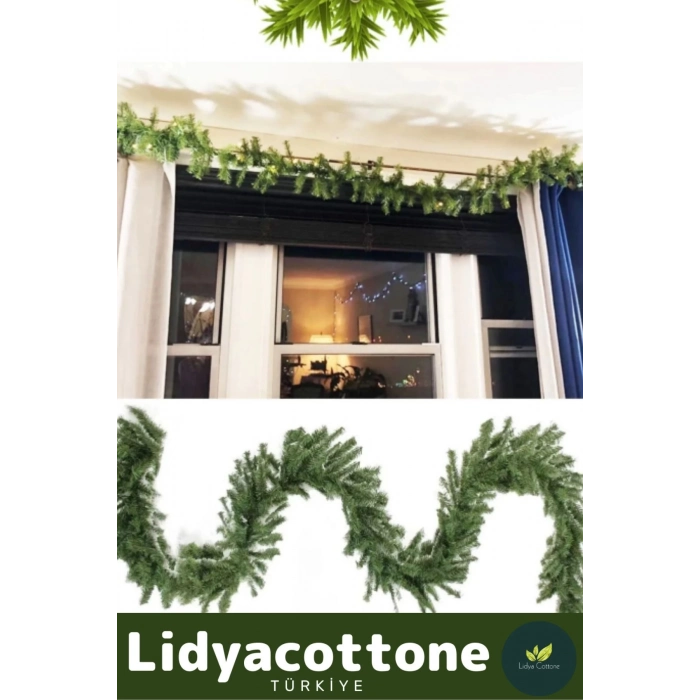 Noel Yılbaşı Çam Ağacı Süsü Kutlama Doğal Görünümlü Dekoratif Yeni Yıl Garland Büyük Boy 270 Cm