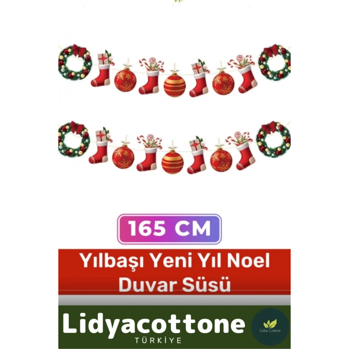 Noel Yılbaşı Tek Taraflı Baskı Yeni Yıl Kutlama Parti Dekoratif Kağıt Banner Çelenk Duvar Süsü 165cm