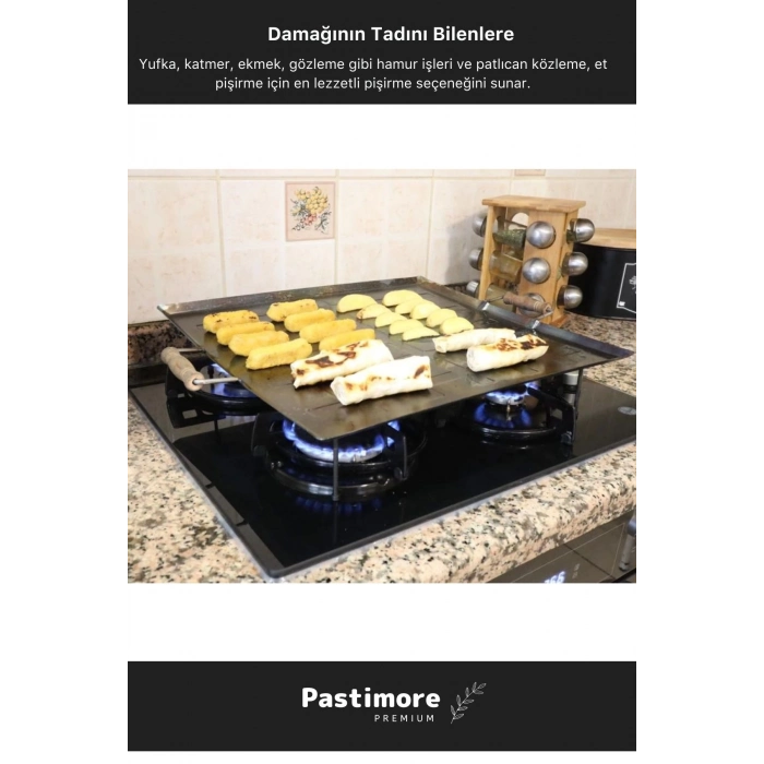 Ocak Üstü Ahşap Kulp Yufka Gözleme Ekmek Katmer Hamur Için Portatif Izgara Kamp Piknik Pişirme Sacı