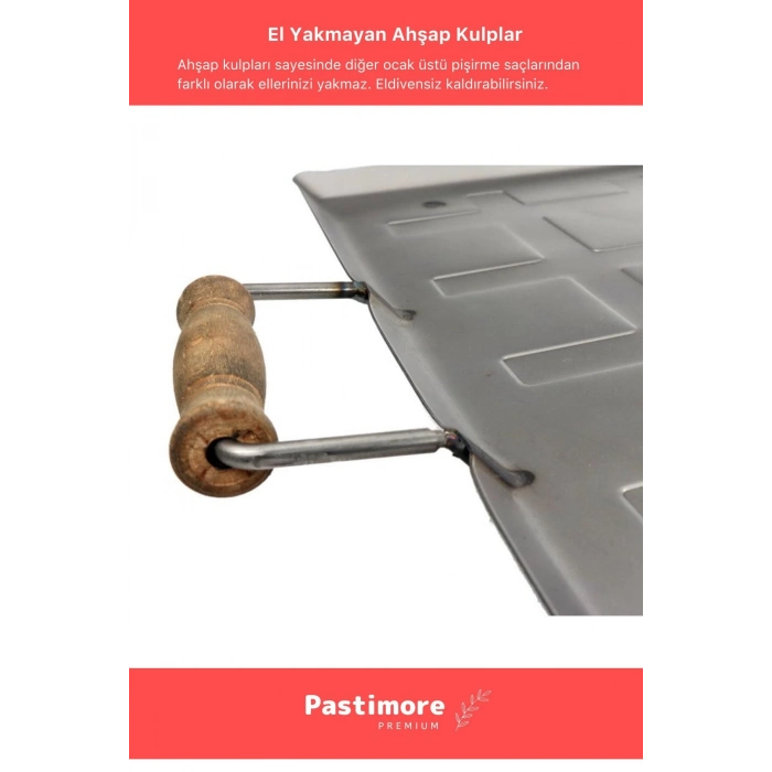 Ocak Üstü Ahşap Kulplu Yufka Gözleme Ekmek Katmer Hamur Için Portatif Izgara Ocak Üstü Pişirme Sacı