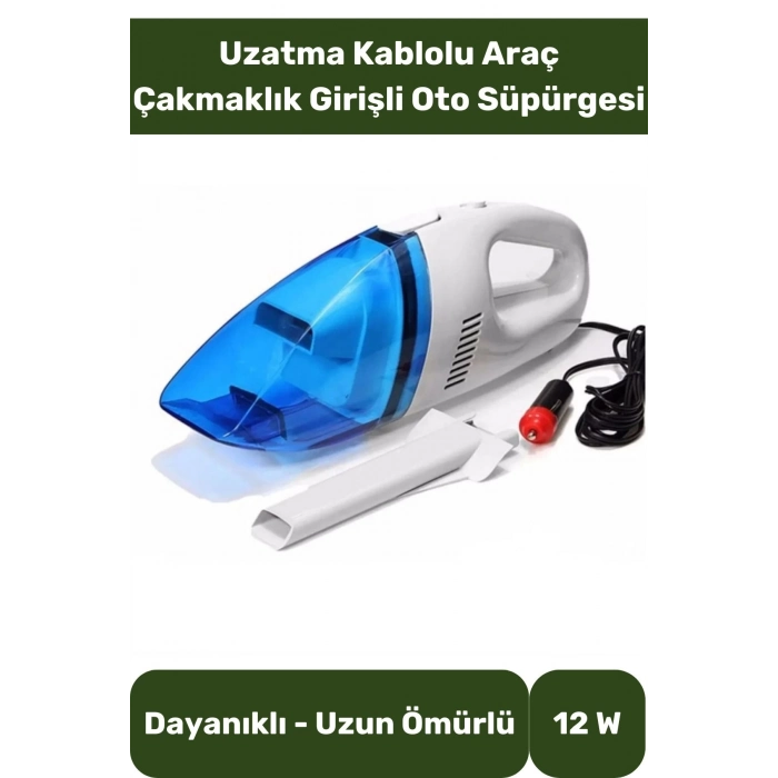 Oto Araç Süpürgesi Otomobil Koltuk Bagaj Kaliteli 12v Uzatma Kablolu Kuvvetli