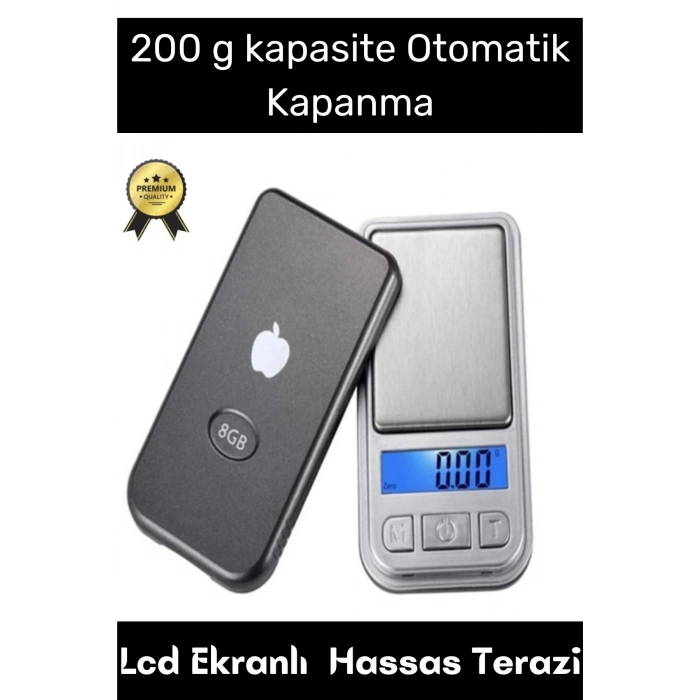 Otomatik Kapanma Kalibrasyon Lcd Ekranlı Tartı 200 G Kapasite 0.01 Hassasiyet Hassas Cep Terazisi