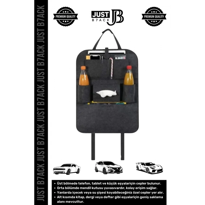 #OtoOrganizer Çok Gözlü Geniş Hazne Keçe Elastan Pratik Sökülüp Takılır Oto Koltuk Arkası Organizer