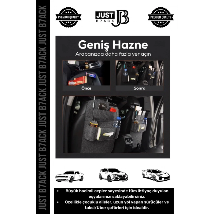 #OtoOrganizer Çok Gözlü Geniş Hazne Keçe Elastan Pratik Sökülüp Takılır Oto Koltuk Arkası Organizer