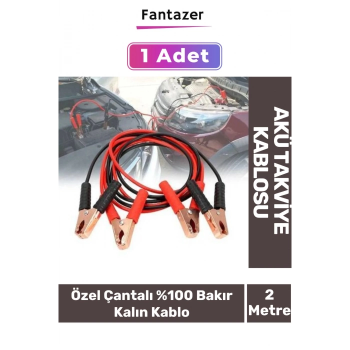 Özel Çantalı %100 Bakır Kalın Kablo 1200 Amper Güçlü Oto Akü Takviye Hızlı Şarj Kablosu 2 Metre