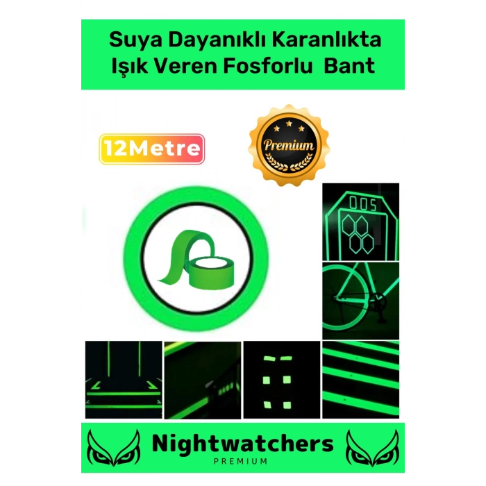 Özel Karanlıkta Işık Veren Yansıyan 12 Metre Fosforlu Yeşil Şerit Kendinden Yapışkan Reflektör Bant