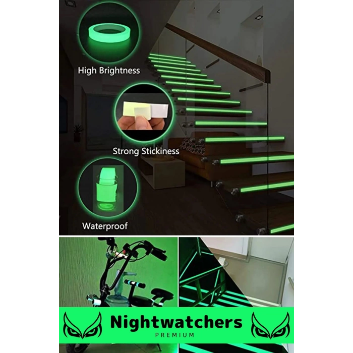 Özel Karanlıkta Işık Veren Yansıyan 4 Metre Fosforlu Yeşil Şerit Kendinden Yapışkanlı Reflektör Bant