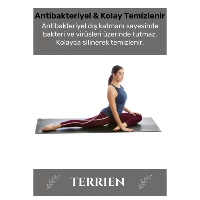 Özel Konfor Modeli Çift Taraflı Kaymaz Silinebilir Antibakteriyel Yoga Meditasyon Minderi 6,5mm Mat