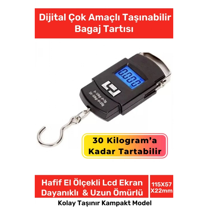 Özel Lcd Ekran Seyahat Bavul Ağırlık Tartı Dijital Çok Amaçlı Taşınabilir El Ölçekli Bagaj Tartısı