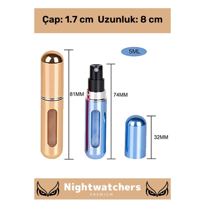 Özel Parfüm Şişesinden Doldurulabilir Taşınabilir Çanta İçi Mini Cep Parfüm Şişesi 5 Ml x 2 Adet