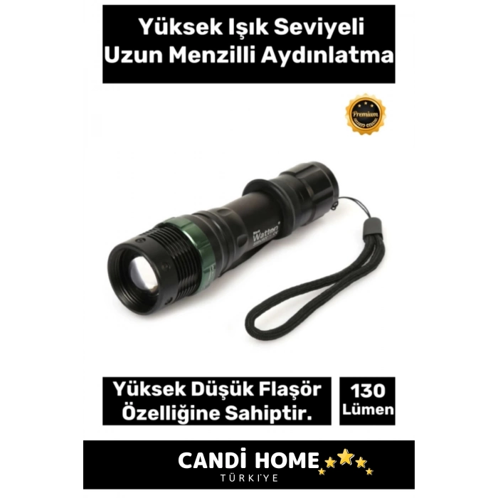 Özel Seri 3 Adet 3 Modlu Selektörlü 130 Lümen Beyaz Aydınlatma Pilli Zoomlu Q5 LED Güçlü El Feneri