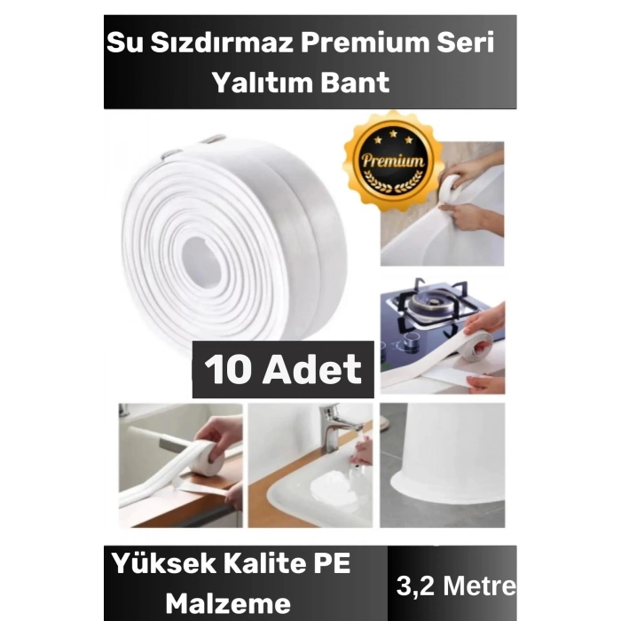 Özel Seri Premium Su Geçirmez Sızdırmaz Lavabo Küvet Yağ Nem Küf Önler 3.2m 10 Adet İzolasyon Bant