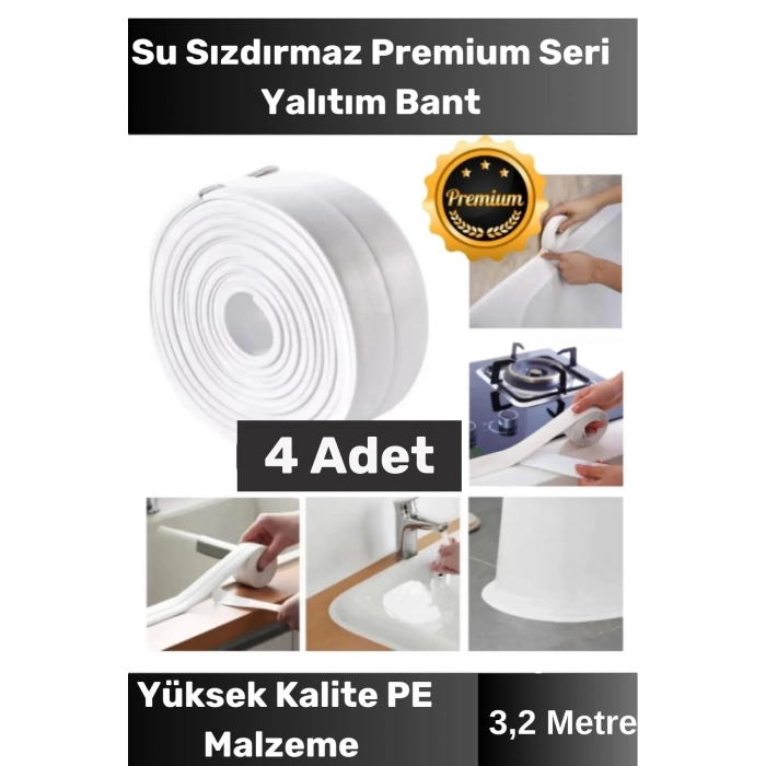 Özel Seri Premium Su Geçirmez Sızdırmaz Lavabo Küvet Yağ Nem Küf Önleyici 3.2m 4 Adet İzolasyon Bant