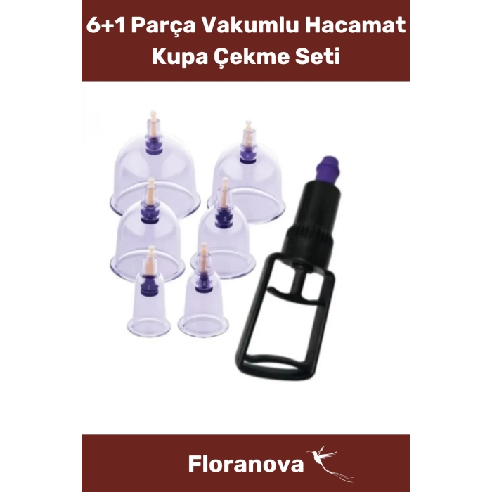 Özel Seri Üretim Selülit Çatlak Giderici Vakumlu Masaj Aleti Pompa Hediyeli 6lı Kupa Hacamat Seti