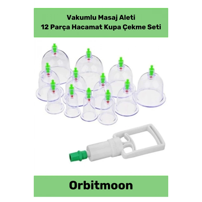 Özel Üretim Canlandırıcı Selülit Çatlak Giderici Vakumlu Masaj Aleti 12li Kupa Çekme Hacamat Seti