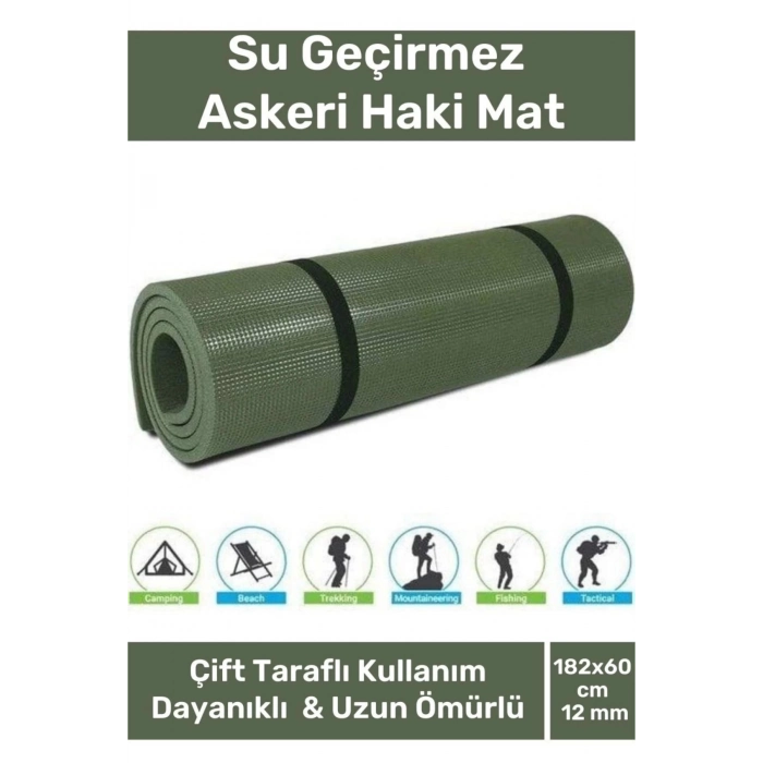 Özel Su Geçirmez 182x60cm Hafif Pratik Dayanıklı Isı Yalıtım 12mm Kalınlık Köpük Askeri Haki Mat