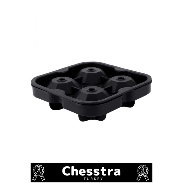 Özel Tasarım 4 Gözlü Kırılmaz Esnek Silikon Kokteyl Viski Elmas Şekilli Buz Yapma Kalıbı 1 Adet