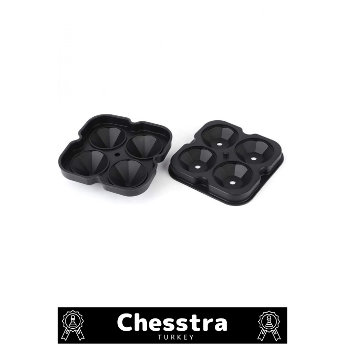 Özel Tasarım 4 Gözlü Kırılmaz Esnek Silikon Kokteyl Viski Elmas Şekilli Buz Yapma Kalıbı 1 Adet