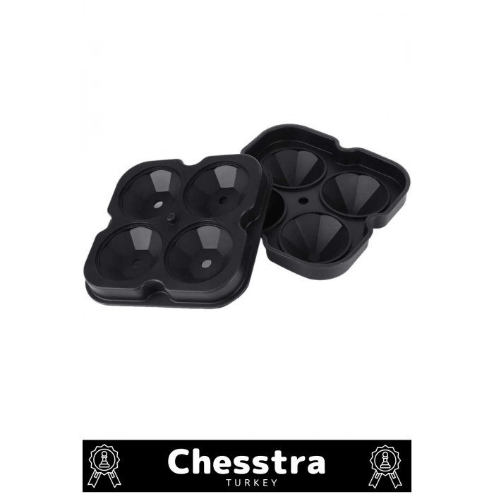 Özel Tasarım 4 Gözlü Kırılmaz Esnek Silikon Kokteyl Viski Elmas Şekilli Buz Yapma Kalıbı 1 Adet