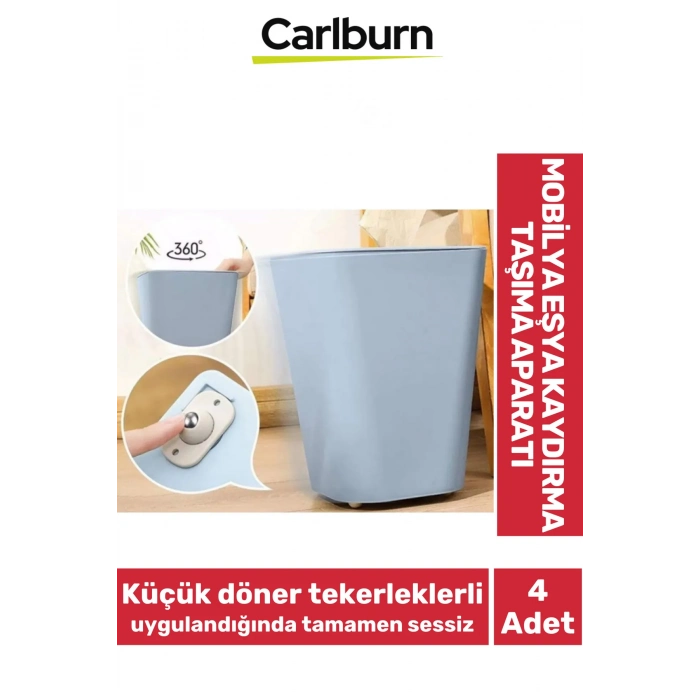 Özel Üretim 360 Derece Küçük Döner Tekerlekli Yapışkanlı Mobilya Eşya Kaydırma Taşıma Aparatı 4 Adet