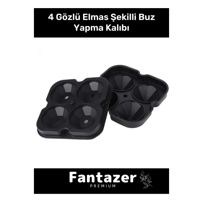 Özel Üretim 4 Gözlü Kırılmaz Esnek Silikon Kokteyl İçecek Elmas Şekilli Buz Yapma Kalıbı