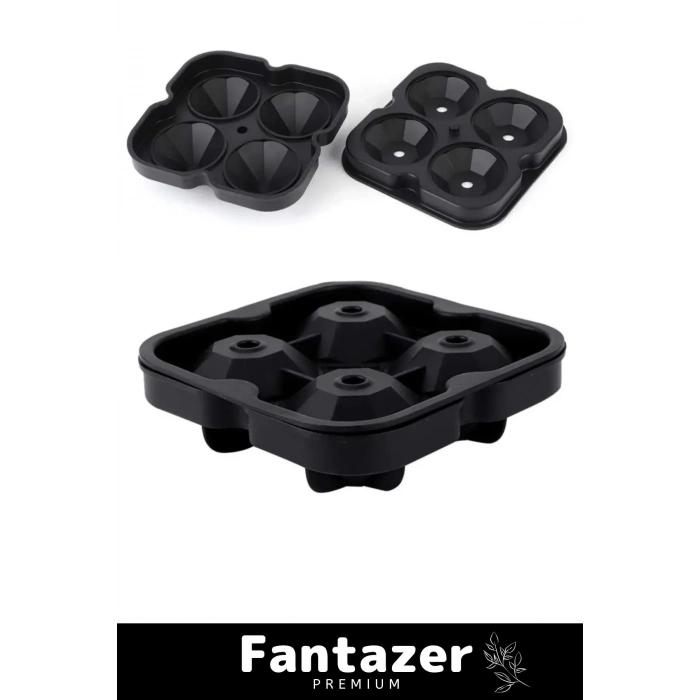 Özel Üretim 4 Gözlü Kırılmaz Esnek Silikon Kokteyl İçecek Elmas Şekilli Buz Yapma Kalıbı