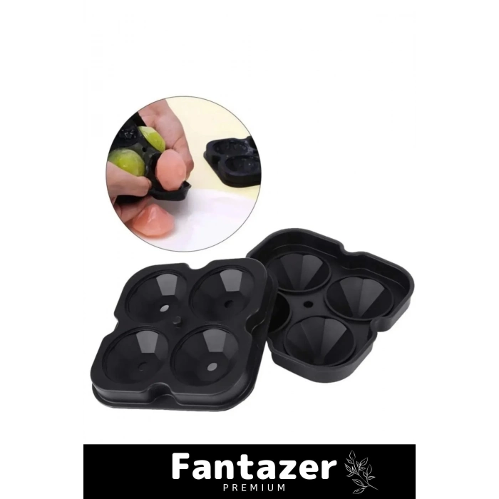 Özel Üretim 4 Gözlü Kırılmaz Esnek Silikon Kokteyl İçecek Elmas Şekilli Buz Yapma Kalıbı