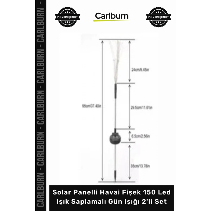 Özel Üretim Bahçe Aydınlatma Solar Panelli Havai Fişek 150 Led Işık Saplamalı Gün Işığı 2li Set