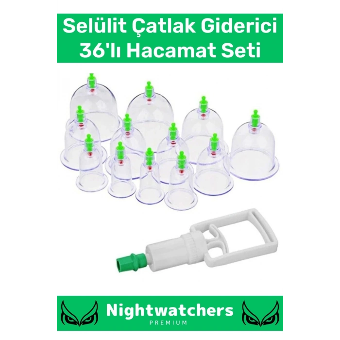Özel Üretim Canlandırıcı Selülit Çatlak Giderici Vakumlu Masaj Aleti 36lı Kupa Çekme Hacamat Seti