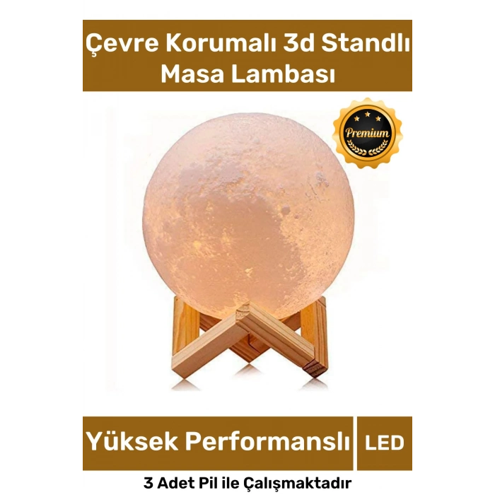 Özel Üretim Çevre Korumalı 3d Standlı Küre Dekoratif Yüksek Performanslı Led Ay Gece Masa Lambası