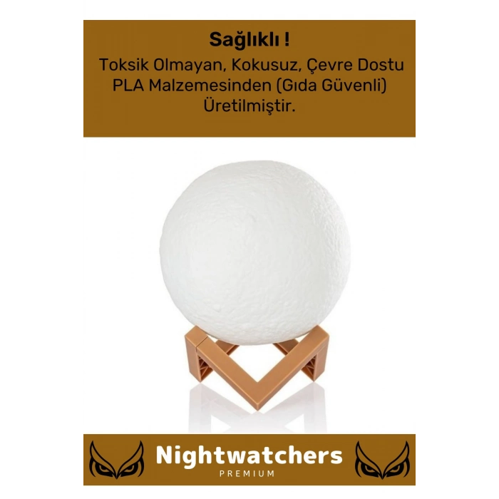 Özel Üretim Çevre Korumalı 3d Standlı Küre Dekoratif Yüksek Performanslı Led Ay Gece Masa Lambası