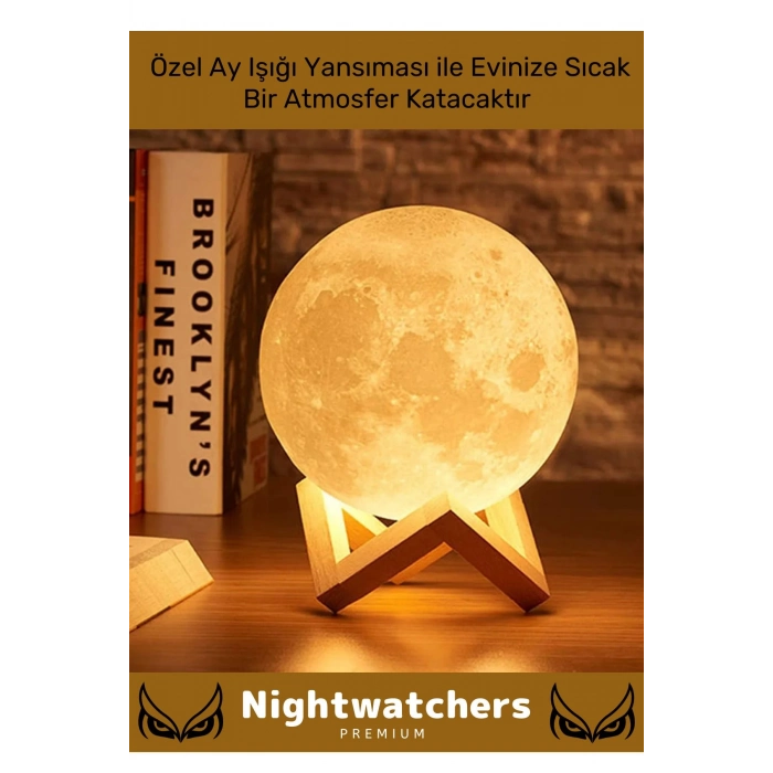 Özel Üretim Çevre Korumalı 3d Standlı Küre Dekoratif Yüksek Performanslı Led Ay Gece Masa Lambası