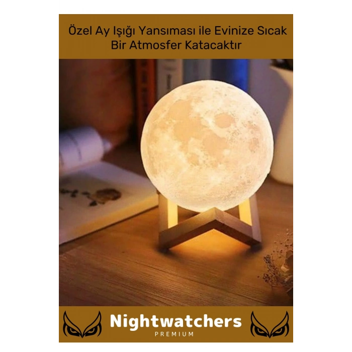 Özel Üretim Çevre Korumalı 3d Standlı Küre Dekoratif Yüksek Performanslı Led Ay Gece Masa Lambası