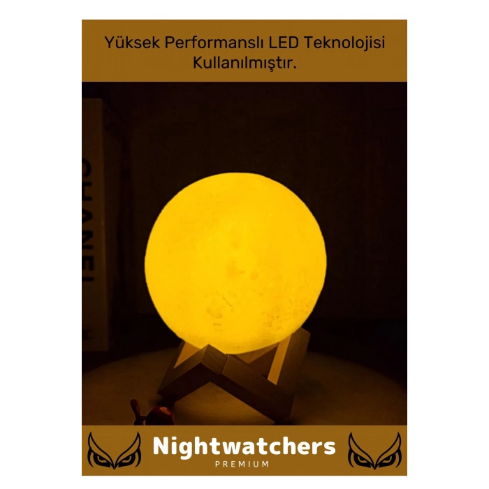 Özel Üretim Çevre Korumalı 3d Standlı Küre Dekoratif Yüksek Performanslı Led Ay Gece Masa Lambası