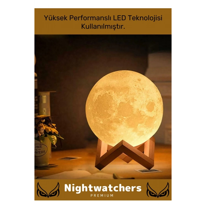 Özel Üretim Çevre Korumalı 3d Standlı Küre Dekoratif Yüksek Performanslı Led Ay Gece Masa Lambası