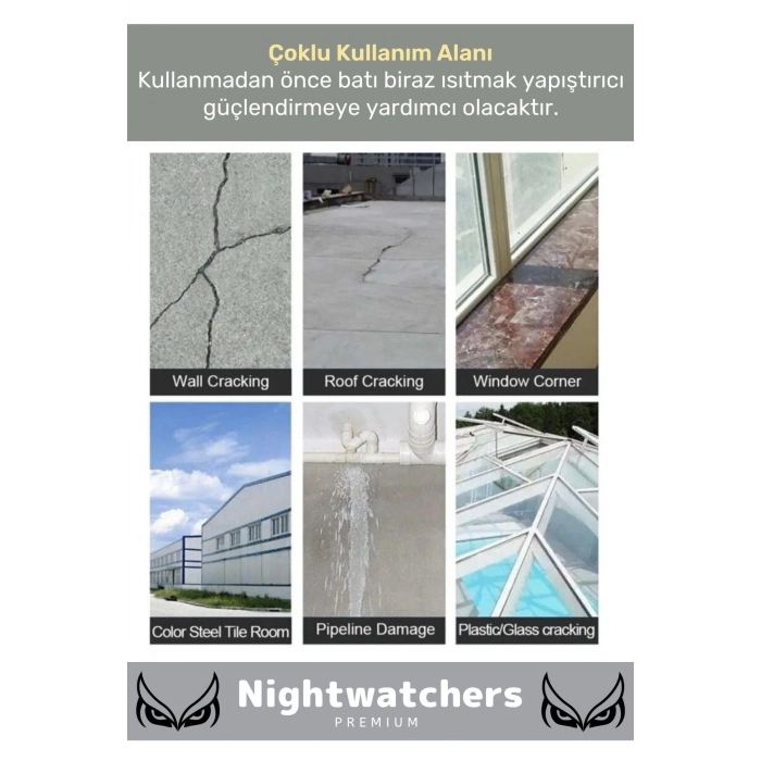 Özel Üretim Çok Amaçlı Su Geçirmez Sızdırmaz Güçlü Dayanıklı Izolasyon Gri Tamir Bandı 48 Mm 10 Mt 5