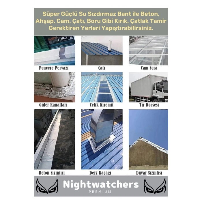 Özel Üretim Çok Amaçlı Su Geçirmez Sızdırmaz Güçlü Dayanıklı Izolasyon Gri Tamir Bandı 48 Mm 10 Mt 1