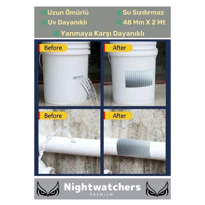 Özel Üretim Çok Amaçlı Su Geçirmez Sızdırmaz Güçlü Dayanıklı Izolasyon Gri Tamir Bandı 48 Mm 10 Mt 2