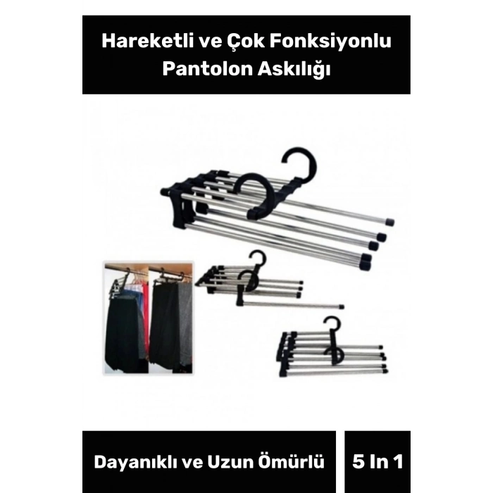 Özel Üretim Dayanıklı Dolap Organizer Hareketli Çok Fonksiyonlu Pantolon Askılığı 5 In 1ASKI
