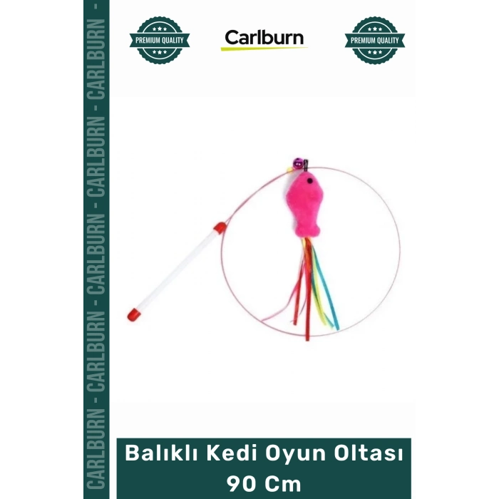 Özel Üretim Dayanıklı İnteraktif Hareketli Esnek Peluş Eğlenceli Balıklı Kedi Oyun Oltası 90 Cm