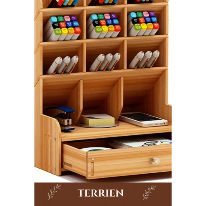 Özel Üretim Demonte Ev Ofis Çalışma Masası Dayanıklı Kolay Montaj Bölmeli Çekmeceli Ahşap Organizer