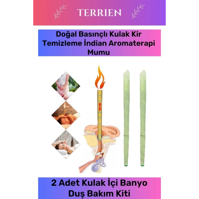 Özel Üretim Doğal Basınçlı Kulak Kir Temizleme İndian Aromaterapi Mumu - 2 Adet