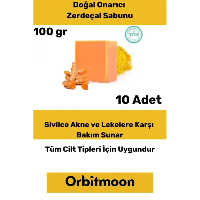 Özel Üretim Doğal El Yüz Saç Vücut Güzel Koku Leke Karşıtı Orijinal Zerdeçal Ekstraktı Sabun 10 Adet