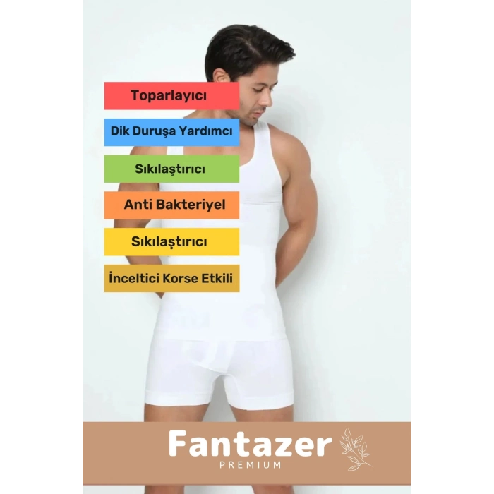 Özel Üretim Fit Görünüm Sağlayan Inceltici Rahat Atlet Ve Boxer Inceltici Erkek Korse 2li Set