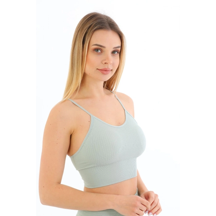 Özel Üretim Göğüs Toparlayıcı Sarkma Önleyen Spor Günlük İnce İp Askılı Pedli Fitilli Crop Büstiyer