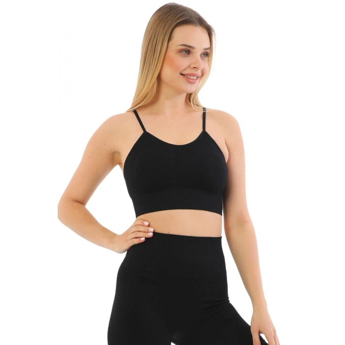 Özel Üretim Göğüs Toparlayıcı Sarkma Önleyen Spor Günlük İnce İp Askılı Pedli Fitilli Crop Büstiyer