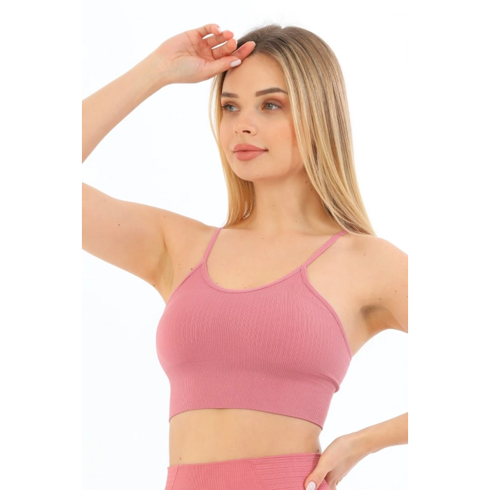 Özel Üretim Göğüs Toparlayıcı Sarkma Önleyen Spor Günlük İnce İp Askılı Pedli Fitilli Crop Büstiyer