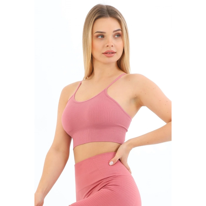 Özel Üretim Göğüs Toparlayıcı Sarkma Önleyen Spor Günlük İnce İp Askılı Pedli Fitilli Crop Büstiyer